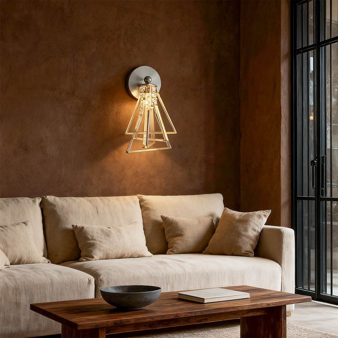 Helios Prism Glass Wall Lamp – Geometric Crystal Interior Wall Lighting Fixture