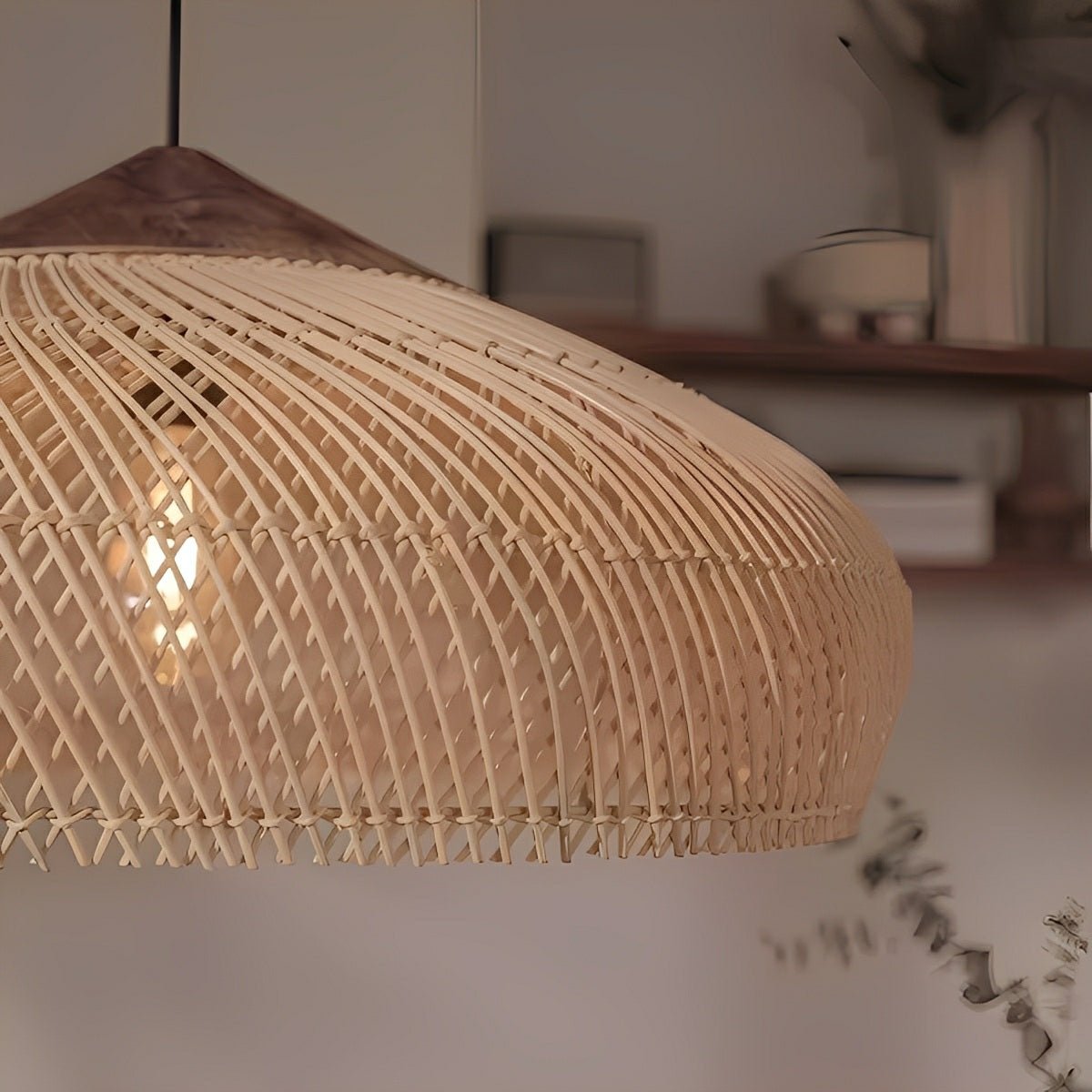 Ravello Woven Pendant Light – Black Rattan Ceiling Lamp Dining Room Kitchen Island Decorative Lighting