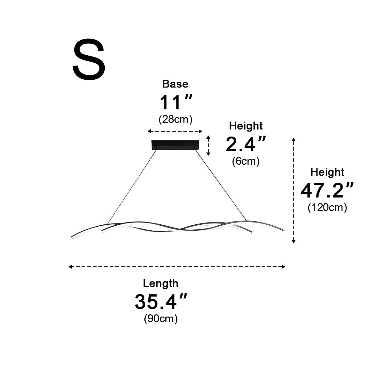 Ondara Wave Pendant Light – LED Modern Dining Room Kitchen Island Chandelier Ceiling Fixture