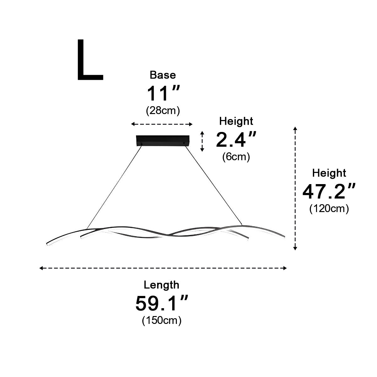 Ondara Wave Pendant Light – LED Modern Dining Room Kitchen Island Chandelier Ceiling Fixture