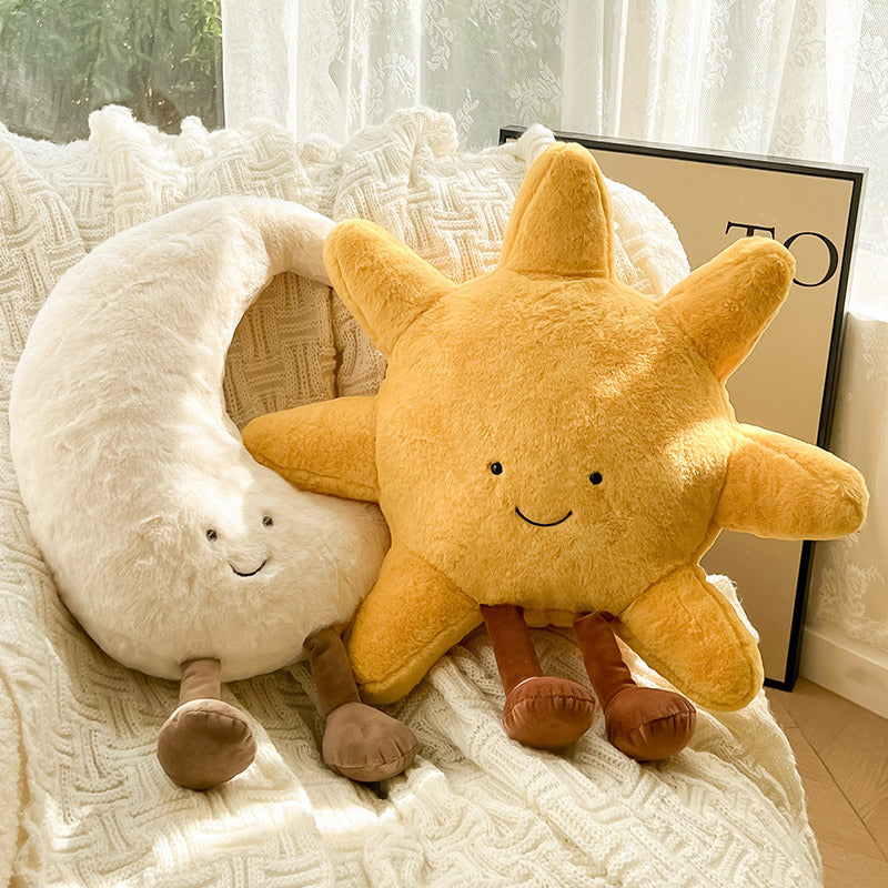 Soluna Plush Pillow Set – Decorative Sun Moon Velvet Bedroom Nursery Cushion Decor