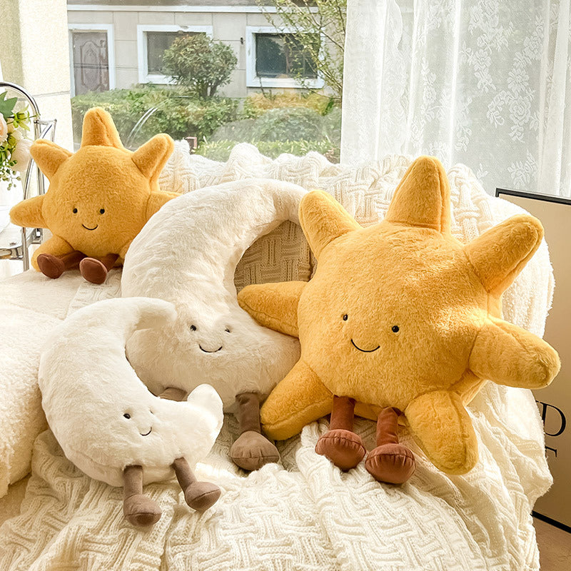 Soluna Plush Pillow Set – Decorative Sun Moon Velvet Bedroom Nursery Cushion Decor