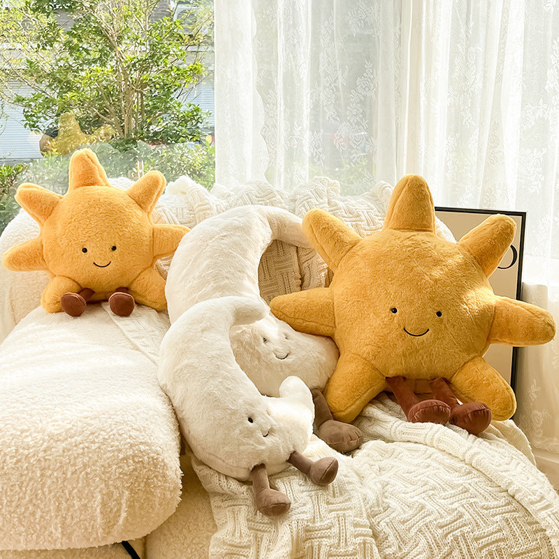 Soluna Plush Pillow Set – Decorative Sun Moon Velvet Bedroom Nursery Cushion Decor