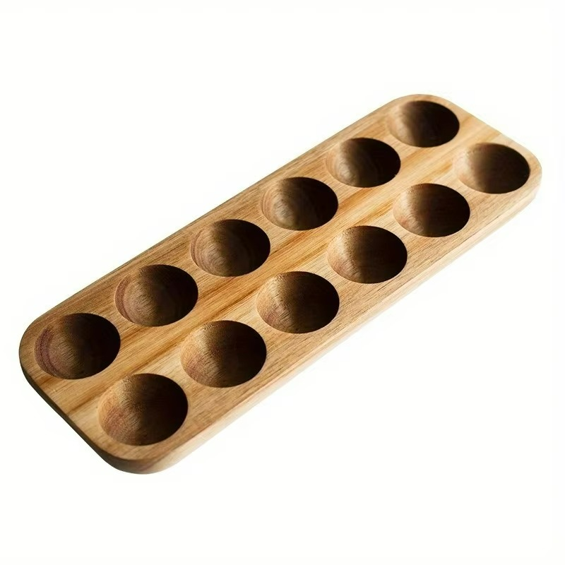Cadell Egg Tray – Acacia Wood 12-Slot Kitchen Storage Organizer Natural Farmhouse Display Holder