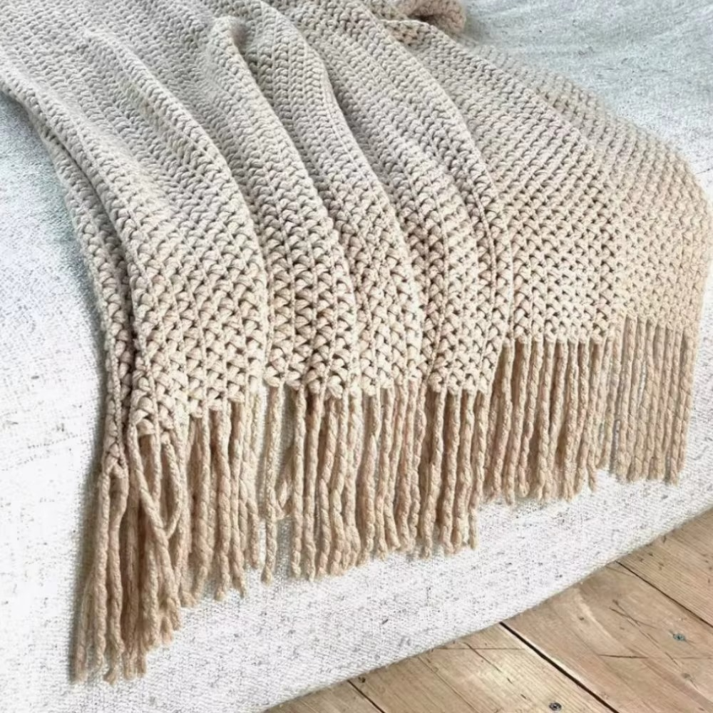 Ashlen Knit Throw Blanket – Soft Textured Acrylic Large Sofa Bed Couch Living Room Bedroom Decor