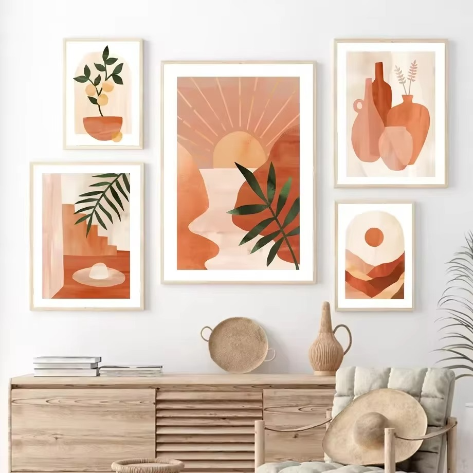 Terracyn Canvas Wall Art – Bohemian Abstract Botanical Prints Decorative Living Room Bedroom Home Decor