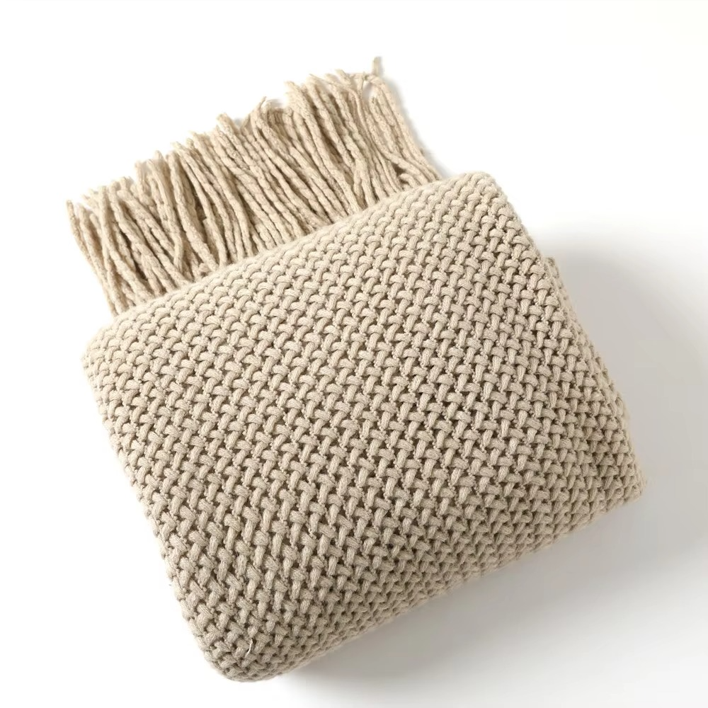 Ashlen Knit Throw Blanket – Soft Textured Acrylic Large Sofa Bed Couch Living Room Bedroom Decor
