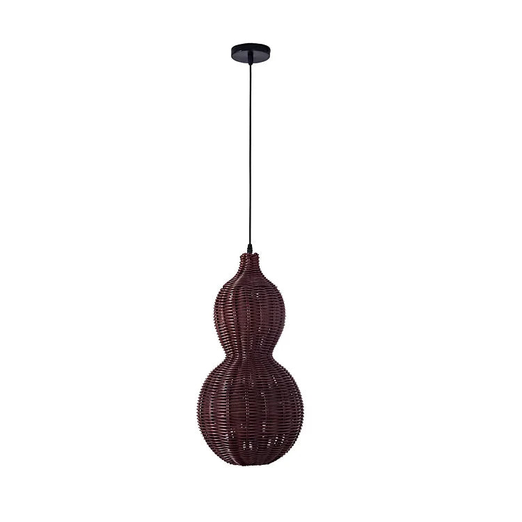 Handwoven Rattan Sconce Light – Bohemian Gourd Outdoor Indoor Fixture with Warm Ambient Glow