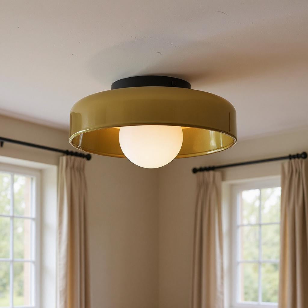 Glass Disc Flush Mount Ceiling Light – Modern Opal Globe Fixture