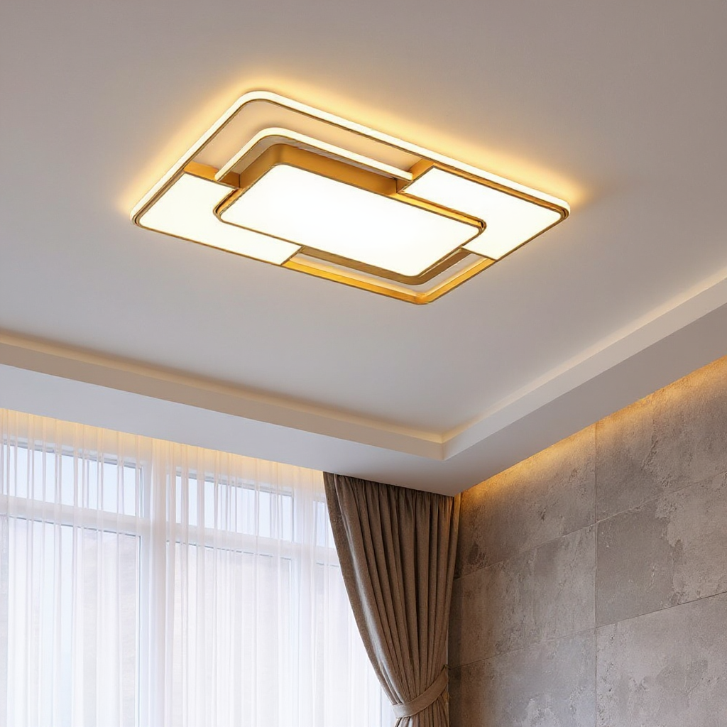 Lumisync LED Ceiling Light – Modern Geometric Flush Mount Fixture with Dimmable Remote Control