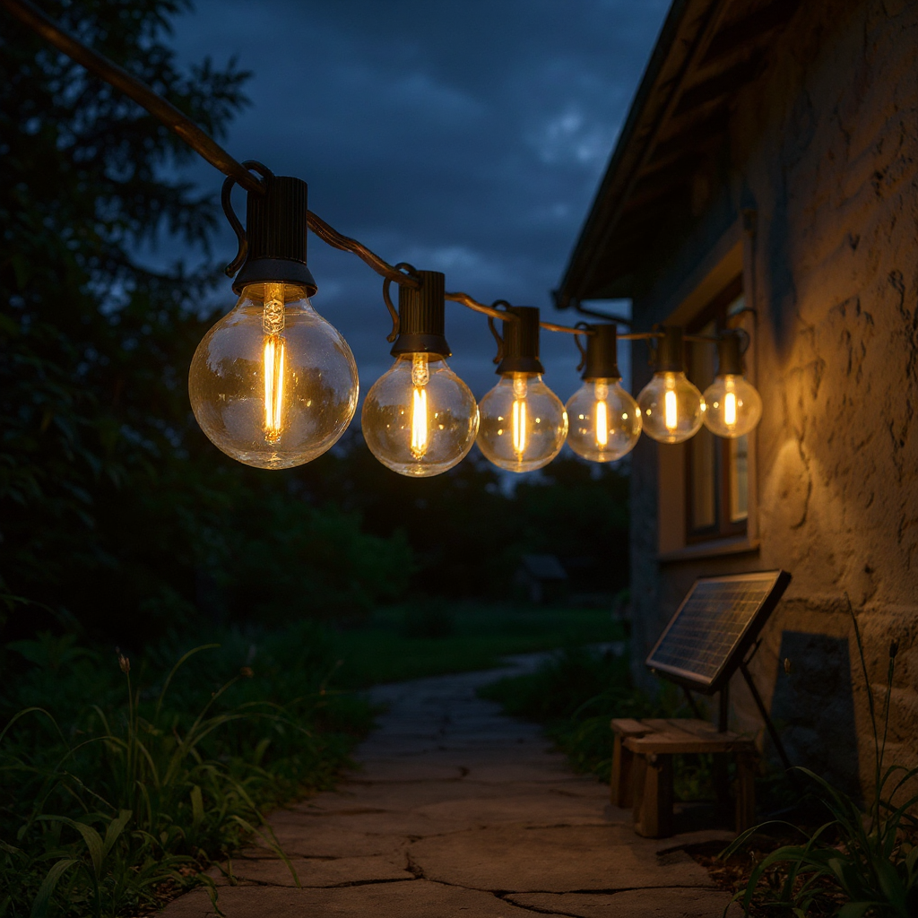 Meadow Globe String Lights – LED Outdoor Festoon String Lighting Fixture Solar USB
