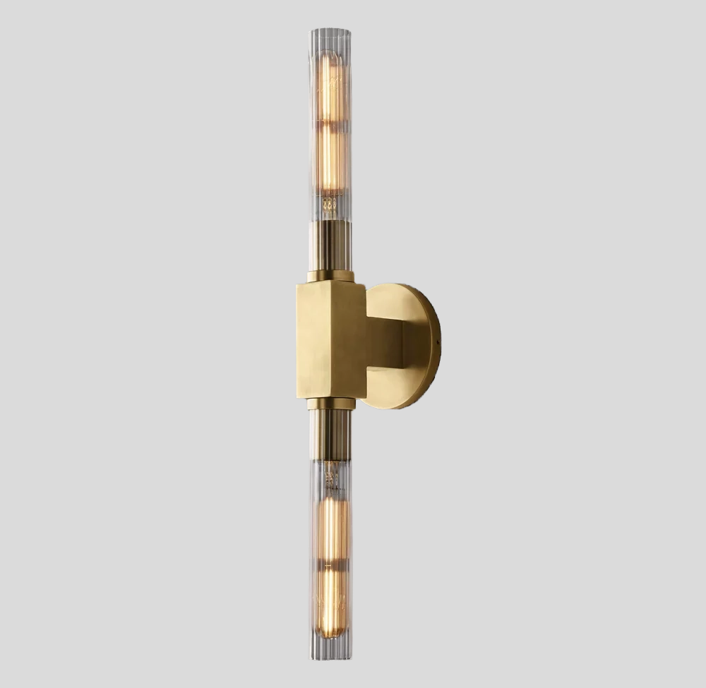 Canella Linear Wall Sconce – Brass Ribbed Glass Linear Wall Lighting Fixture