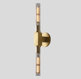 Canella Linear Wall Sconce – Brass Ribbed Glass Linear Wall Lighting Fixture