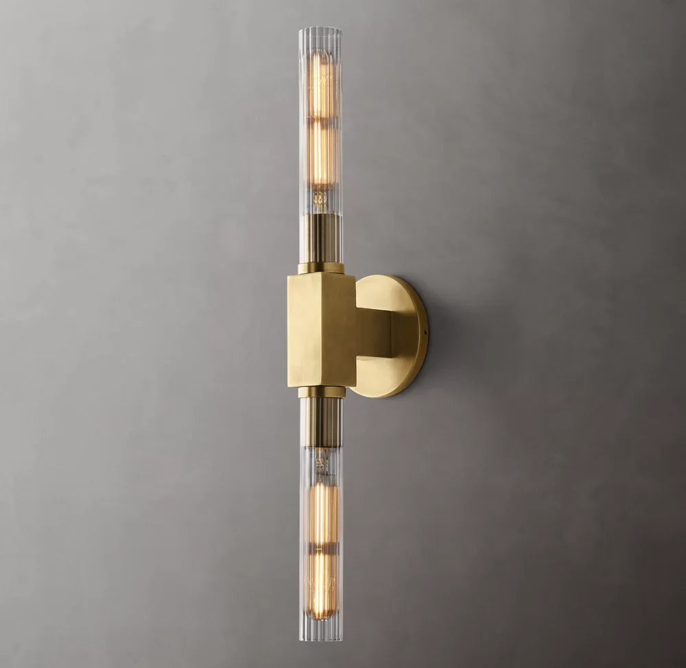 Canella Linear Wall Sconce – Brass Ribbed Glass Linear Wall Lighting Fixture