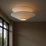 Dual Cone Flush Mount Ceiling Light – Fabric Layered Modern Fixture