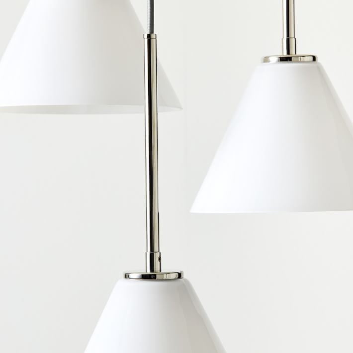 Vespera Cone Pendant Light – Three Light Chandelier Brass Glass Kitchen Island Dining Room Ceiling