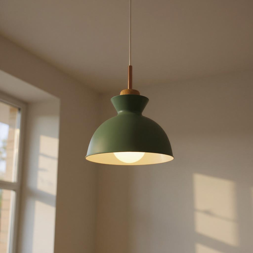 Scandinavian Wood Accent Pendant Light – Modern Minimalist LED Ceiling Fixture