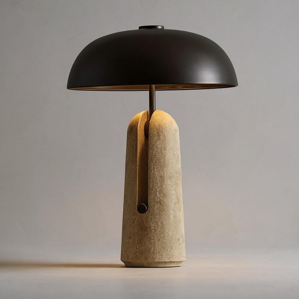Stone Base Dome Table Lamp – Modern Ambient Bedside Light