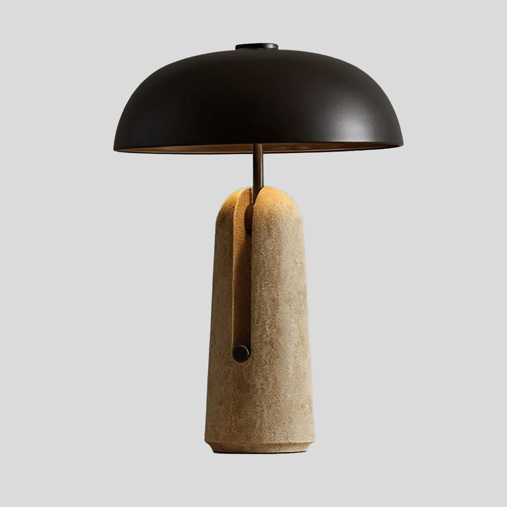 Stone Base Dome Table Lamp – Modern Ambient Bedside Light