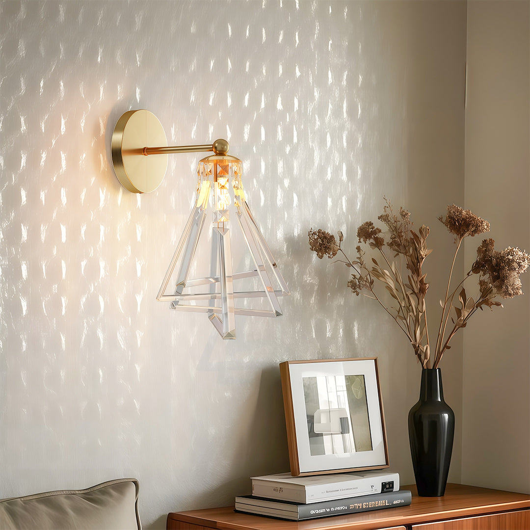 Helios Prism Glass Wall Lamp – Geometric Crystal Interior Wall Lighting Fixture