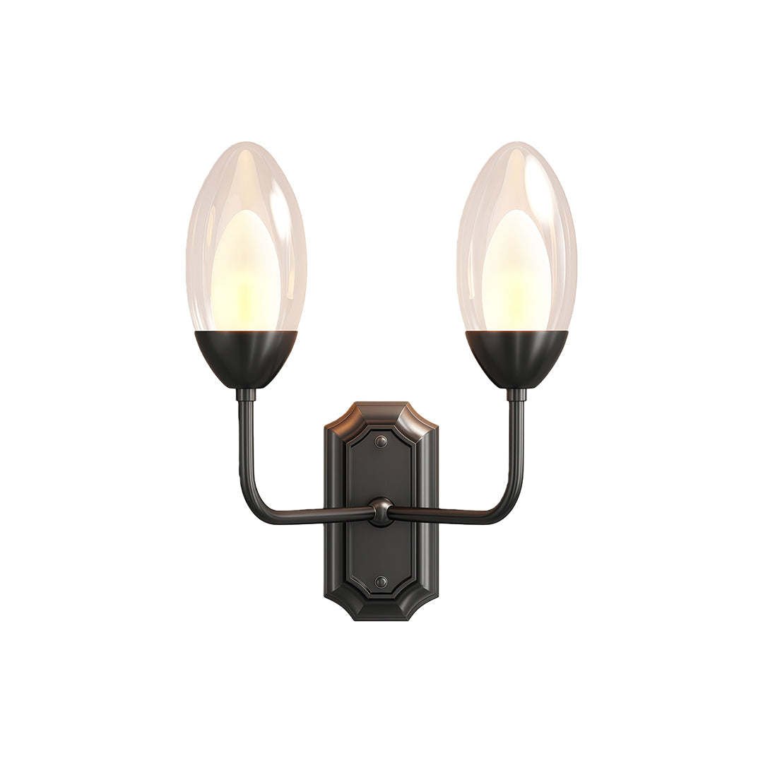 Elysia Twin Glass Wall Lamp – Dual Arm Architectural Interior Wall Lighting Fixture
