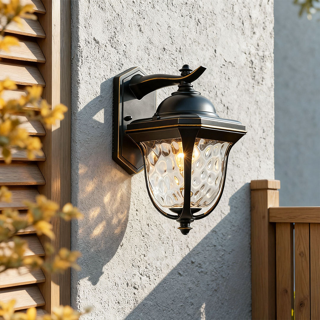 Regent Lantern Outdoor Wall Lamp Classic Series – Textured Glass Exterior Wall Lighting Fixture