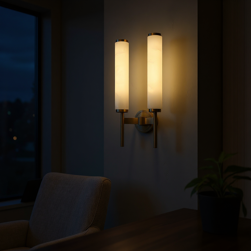 Briona Disc Wall Sconce – Brass Opaque Glass Wall Lighting Fixture