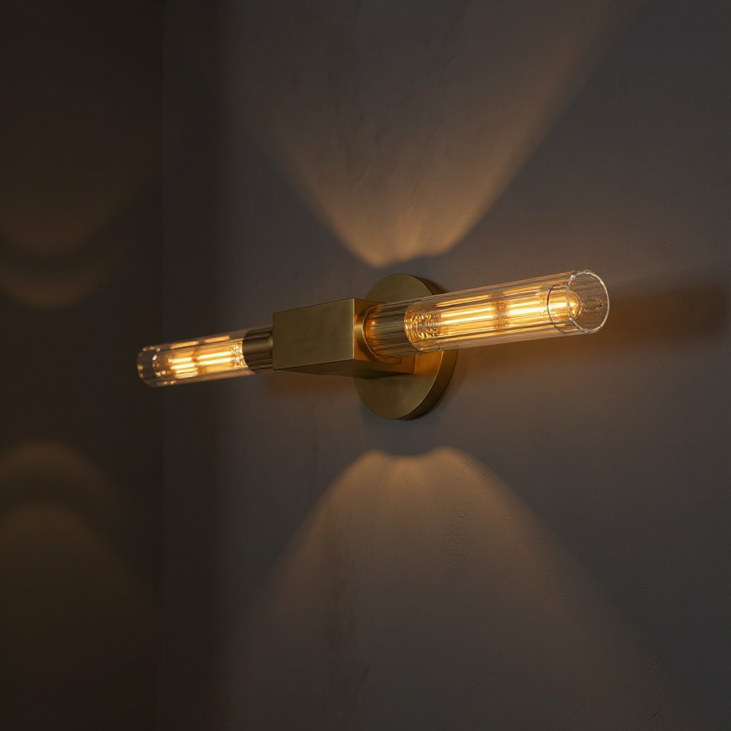 Canella Linear Wall Sconce – Brass Ribbed Glass Linear Wall Lighting Fixture