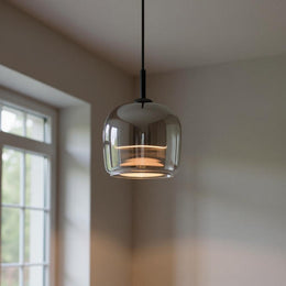 Smoked Glass Pendant Light – Modern Hanging Ceiling Fixture