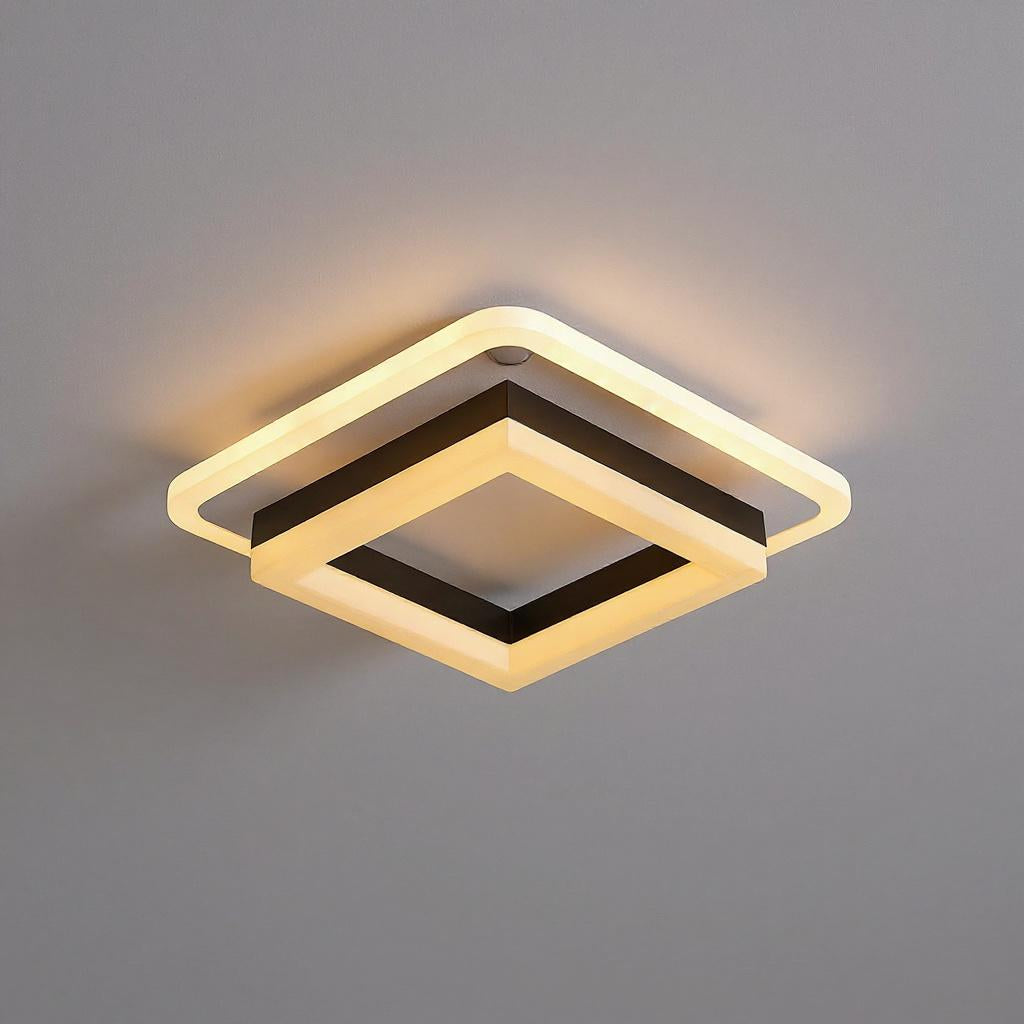 Geometric LED Ceiling Light – Modern Square Flush Mount Fixture