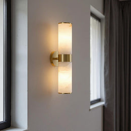 Modern Brass Cylinder Wall Lamp – Dual Frosted Glass Tube Light