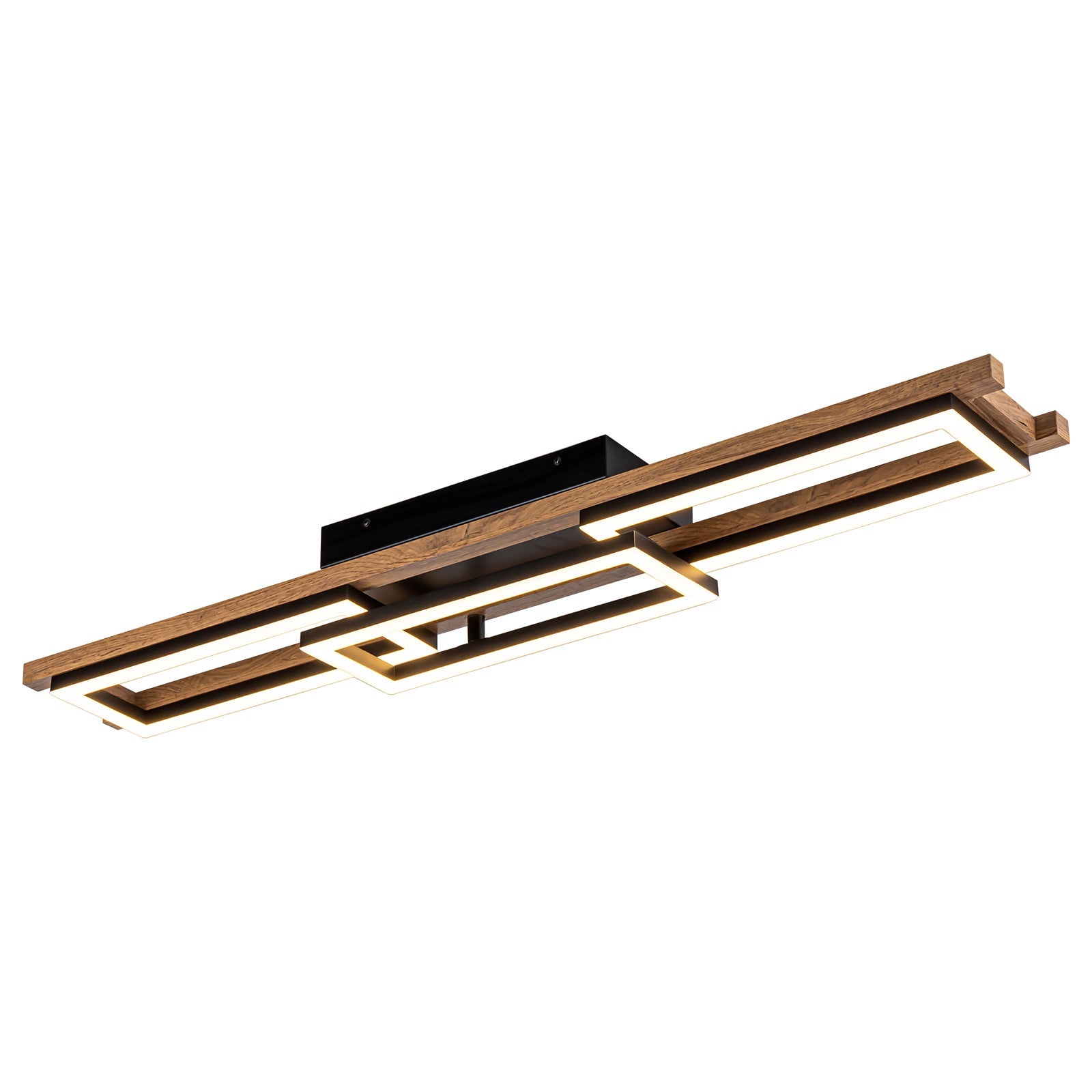 Ardyn Geometric Ceiling Light – Modern LED Wood Linear Flush Mount Ceiling Fixture
