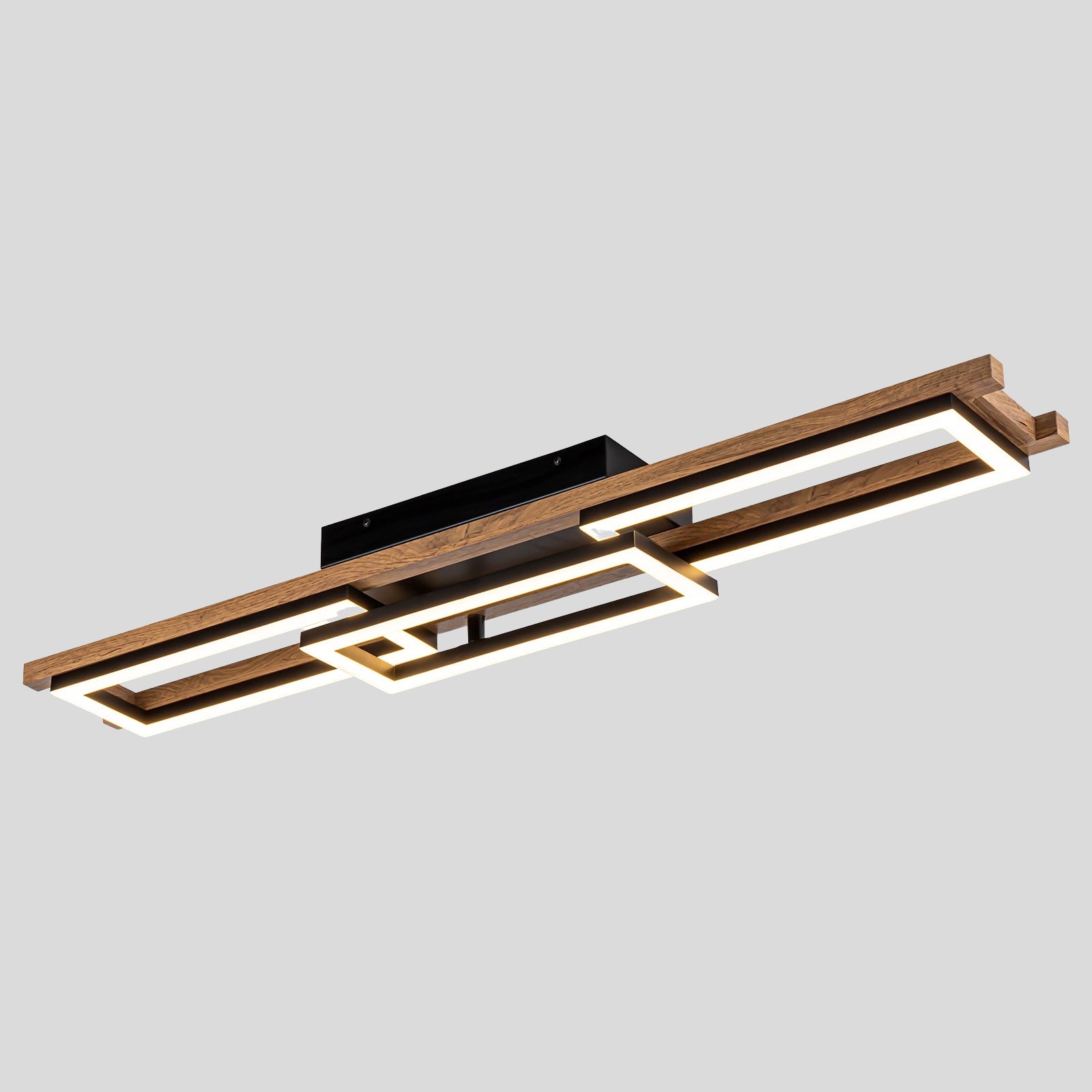 Ardyn Geometric Ceiling Light – Modern LED Wood Linear Flush Mount Ceiling Fixture