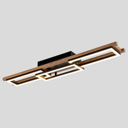 Ardyn Geometric Ceiling Light – Modern LED Wood Linear Flush Mount Ceiling Fixture