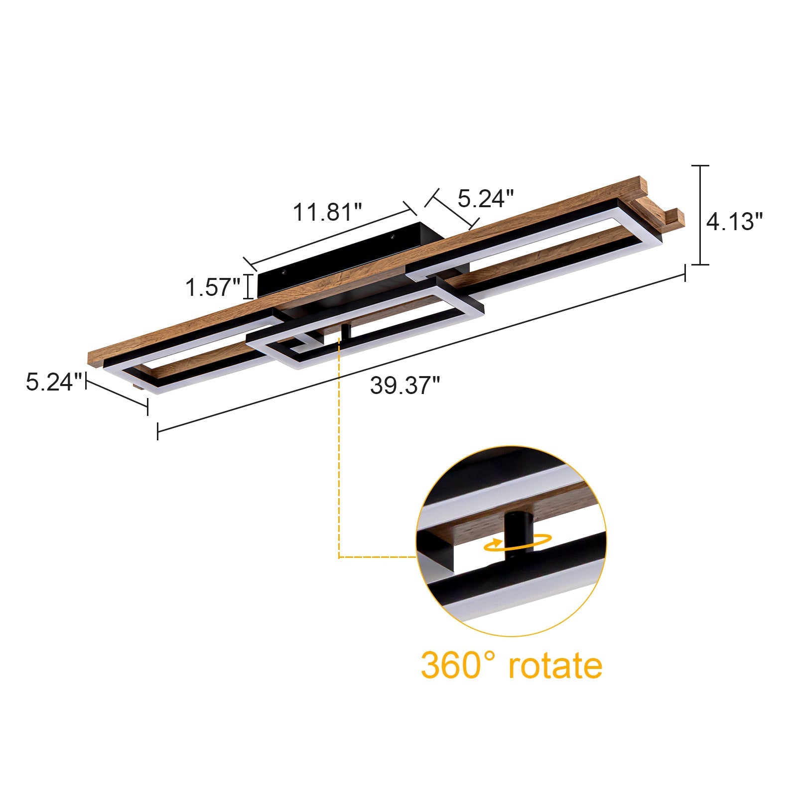 Ardyn Geometric Ceiling Light – Modern LED Wood Linear Flush Mount Ceiling Fixture