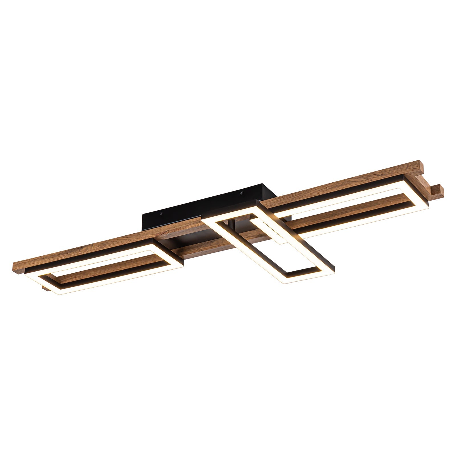 Ardyn Geometric Ceiling Light – Modern LED Wood Linear Flush Mount Ceiling Fixture