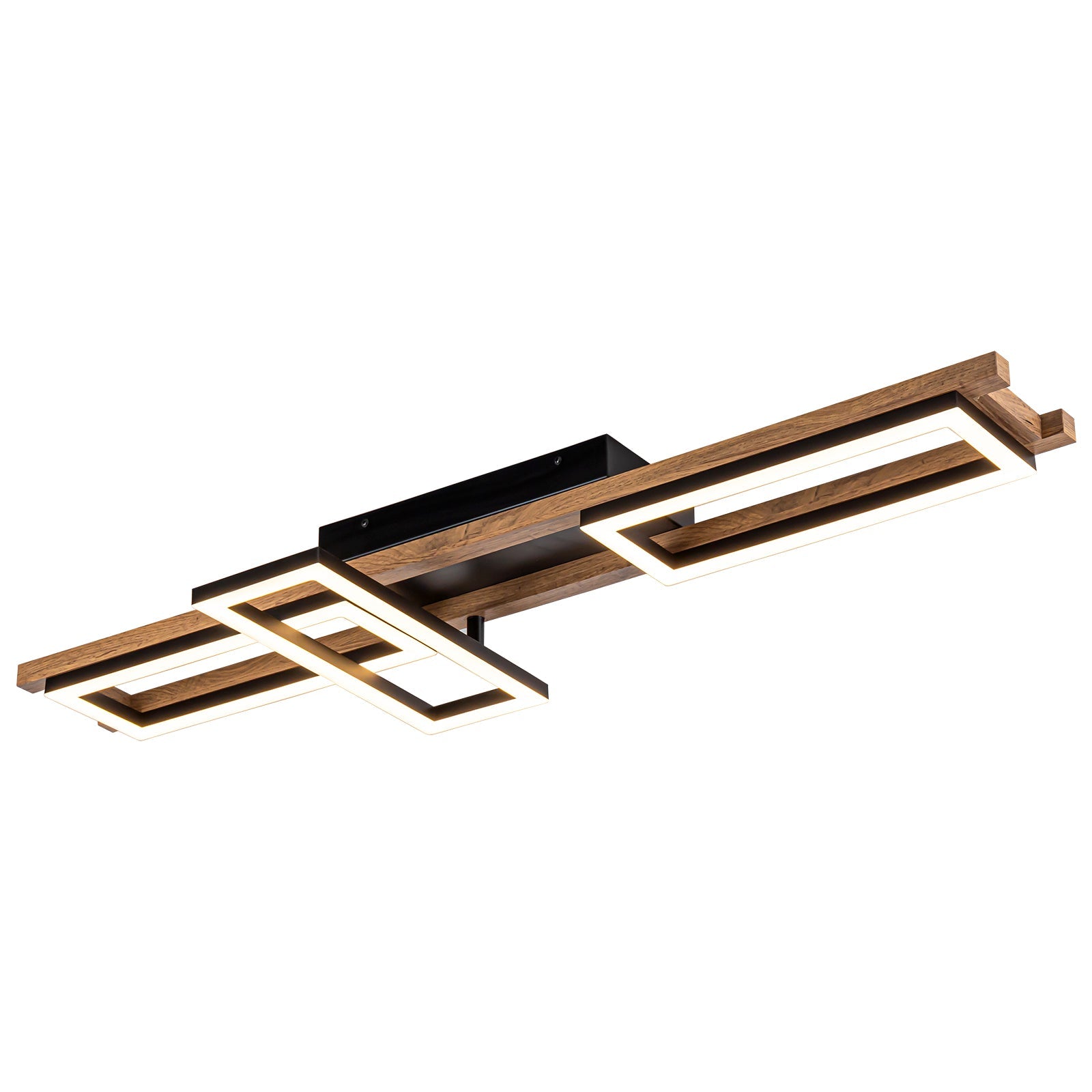 Ardyn Geometric Ceiling Light – Modern LED Wood Linear Flush Mount Ceiling Fixture