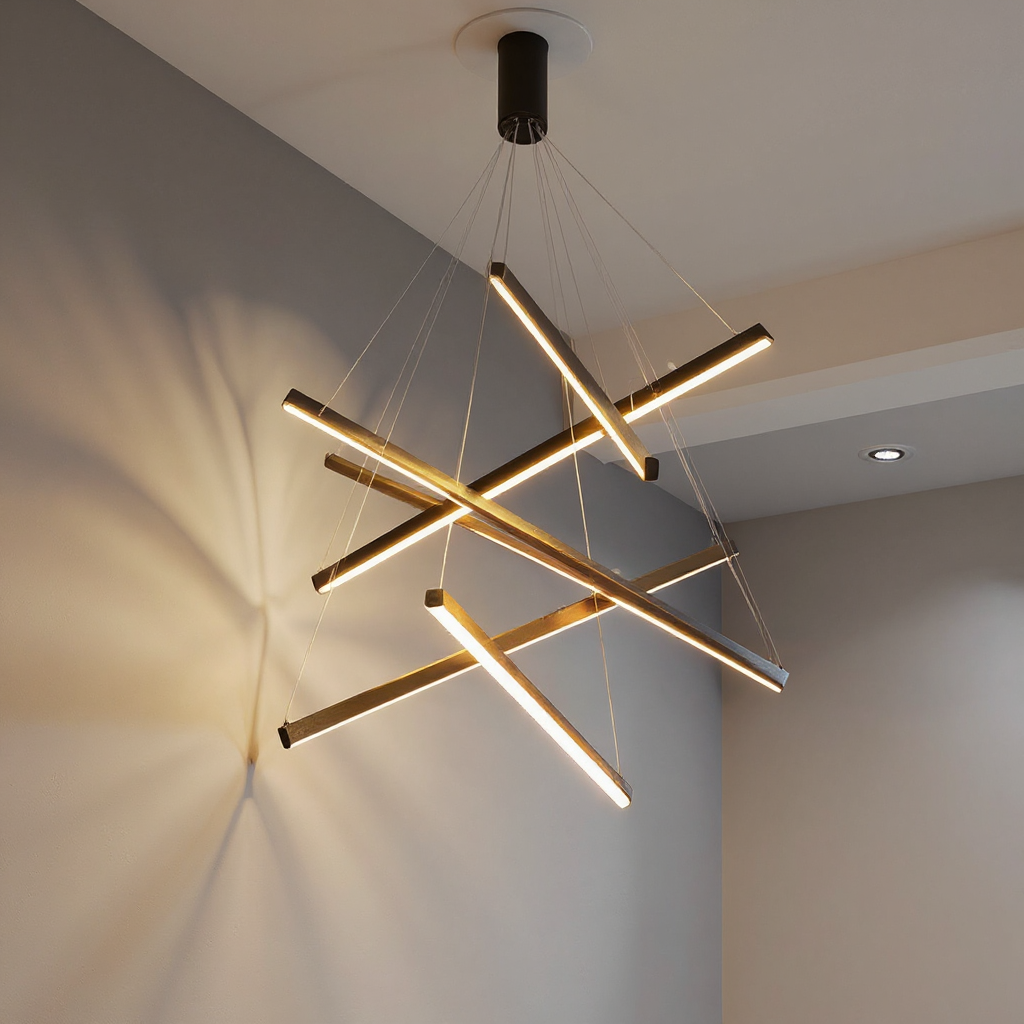 Crossline Linear Chandelier Lamp – LED Modern Geometric Suspended Ceiling Light
