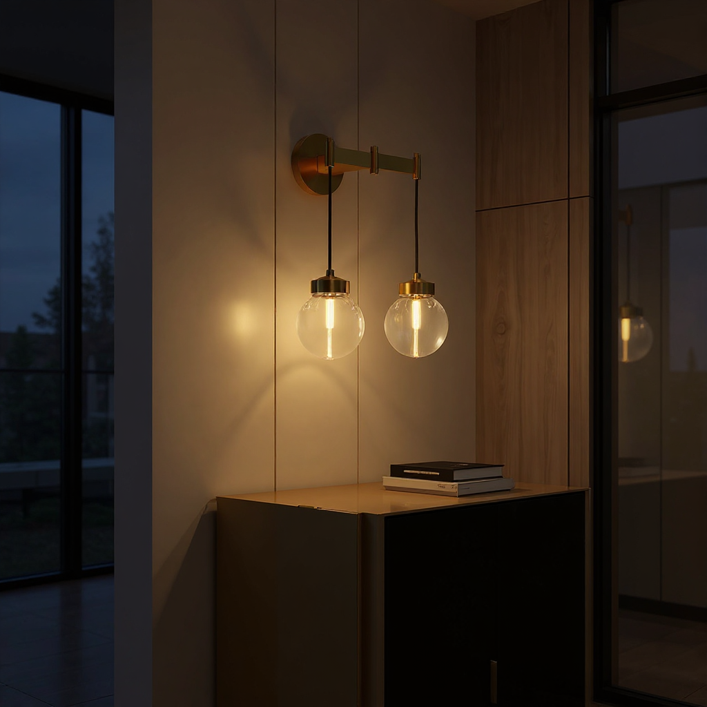 Lunaro Globe Wall Lamp – Brass Bar Glass Pendant Interior Wall Lighting Fixture