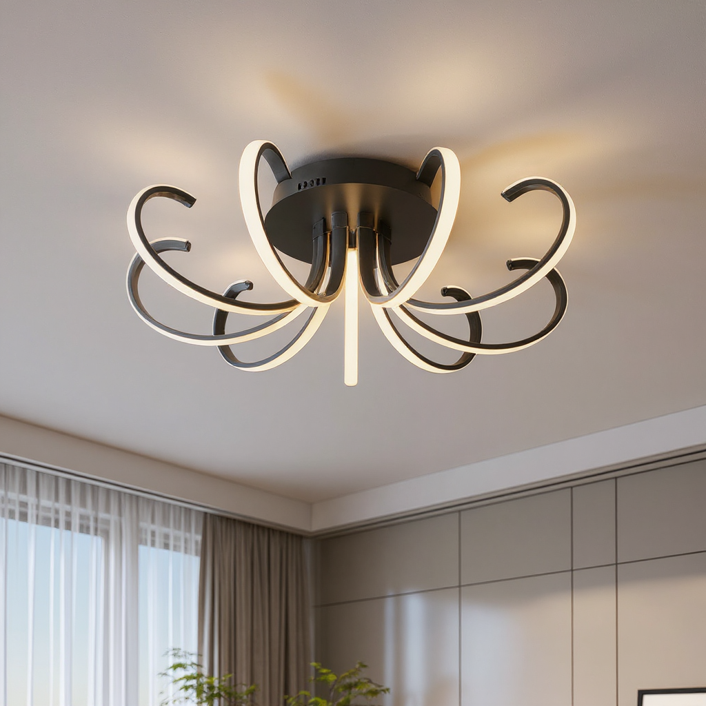 Curva Loop Flush Mount Ceiling Light – Modern Sculptural LED Ceiling Light for Interior Spaces