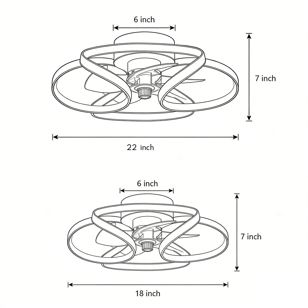 Orvexa Retractable Ceiling Fan Light – Modern LED Flush Mount Dimmable Remote Bedroom Living Room