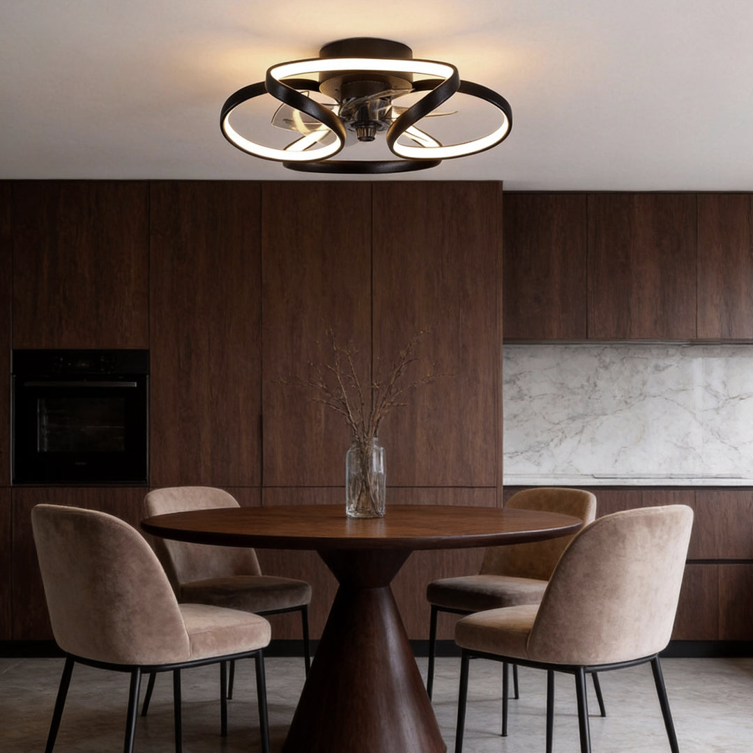 Orvexa Retractable Ceiling Fan Light – Modern LED Flush Mount Dimmable Remote Bedroom Living Room