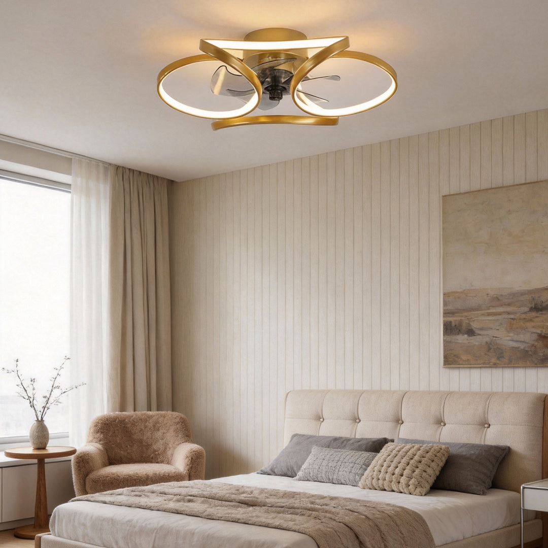 Orvexa Retractable Ceiling Fan Light – Modern LED Flush Mount Dimmable Remote Bedroom Living Room