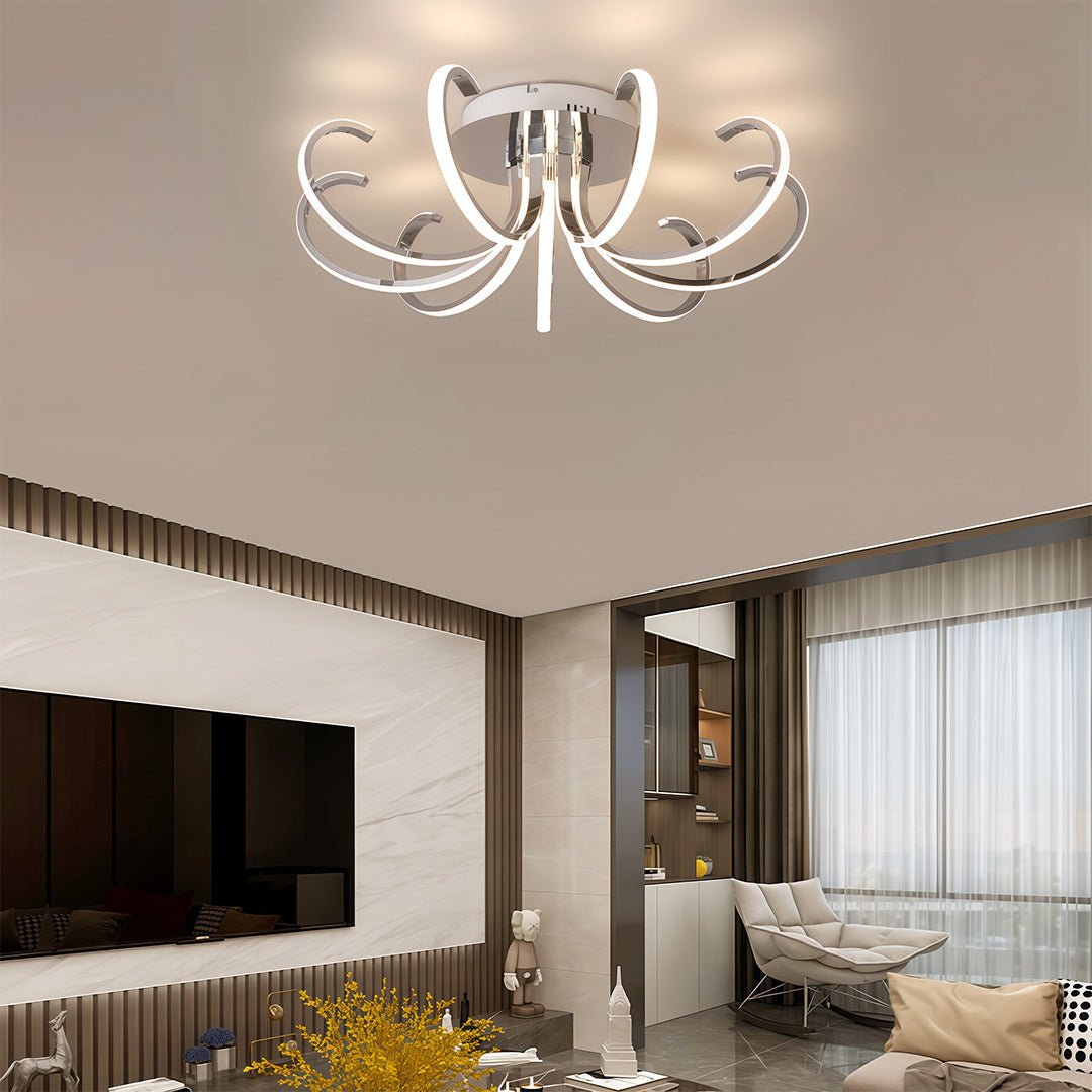 Curva Loop Flush Mount Ceiling Light – Modern Sculptural LED Ceiling Light for Interior Spaces