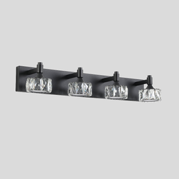 Virex Crystal Vanity Light – 4 Light LED Black Bathroom Mirror Wall Sconce Fixture