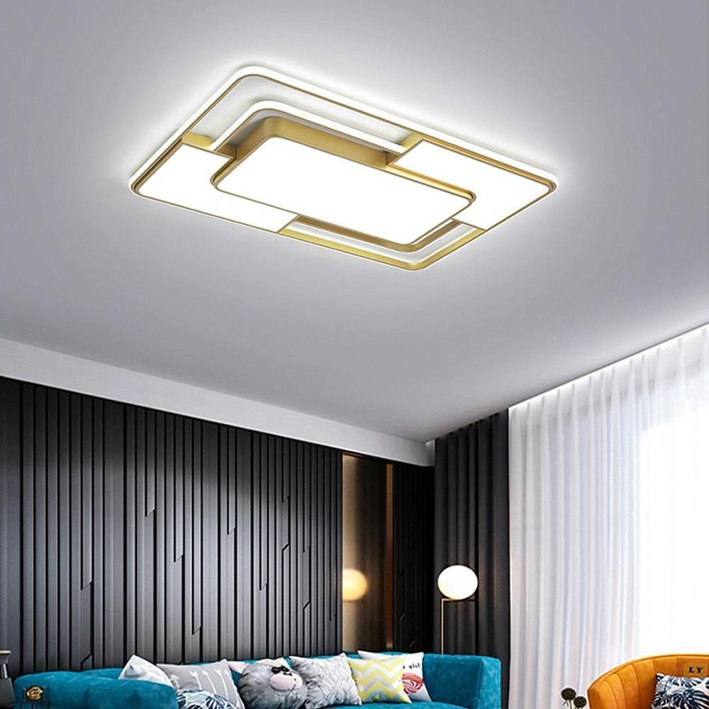 Lumisync LED Ceiling Light – Modern Geometric Flush Mount Fixture with Dimmable Remote Control