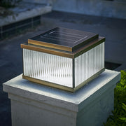 Fluted Glass Solar Post Cap Lights – Waterproof LED Outdoor Pillar Lamps