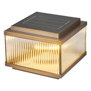 Fluted Glass Solar Post Cap Lights – Waterproof LED Outdoor Pillar Lamps