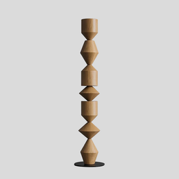 Totem Sculptural Floor Lamp – Modern Wooden Geometric Living Room Decorative Lighting Natural Oak