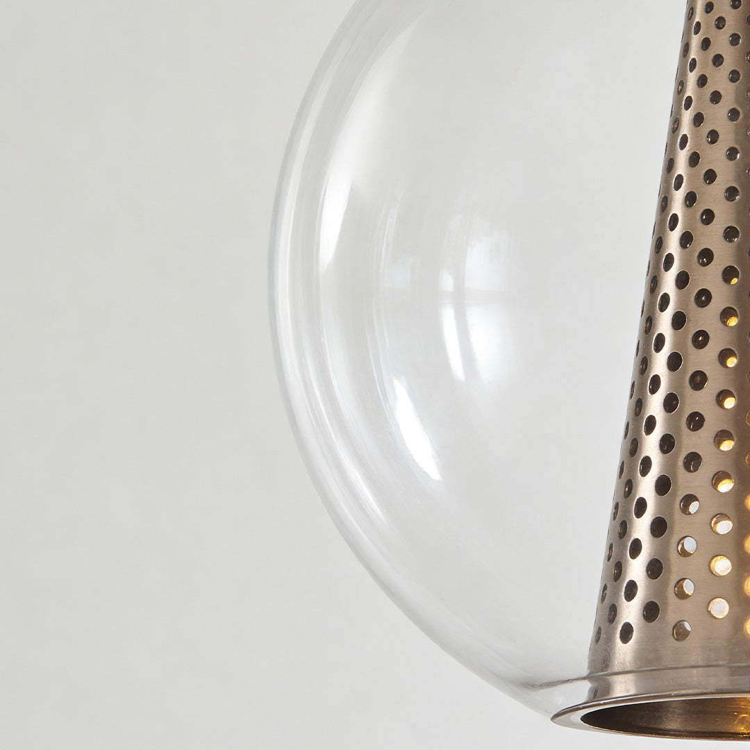 Orvella Glass Pendant Light – Modern Minimalist Clear Globe Bedroom Reading Hanging Ceiling Lighting